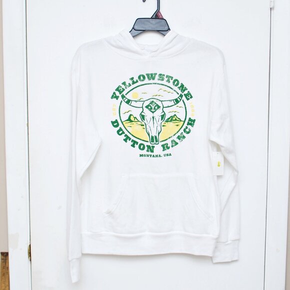 Yellow Stone Men's White Pullover Hoodie - Picture 2 of 3